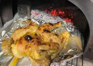 Poulet Crapautine au four à bois